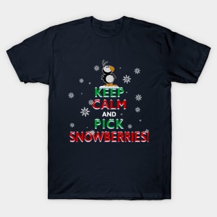 Arctic Puffin Keep Calm and Pick Snowberries Elf Christmas T-Shirt